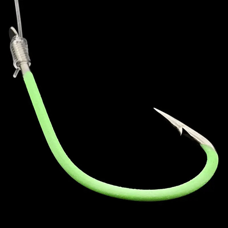 Anzóis Marsella luminosos aço inox 12#–28# pesca noturna