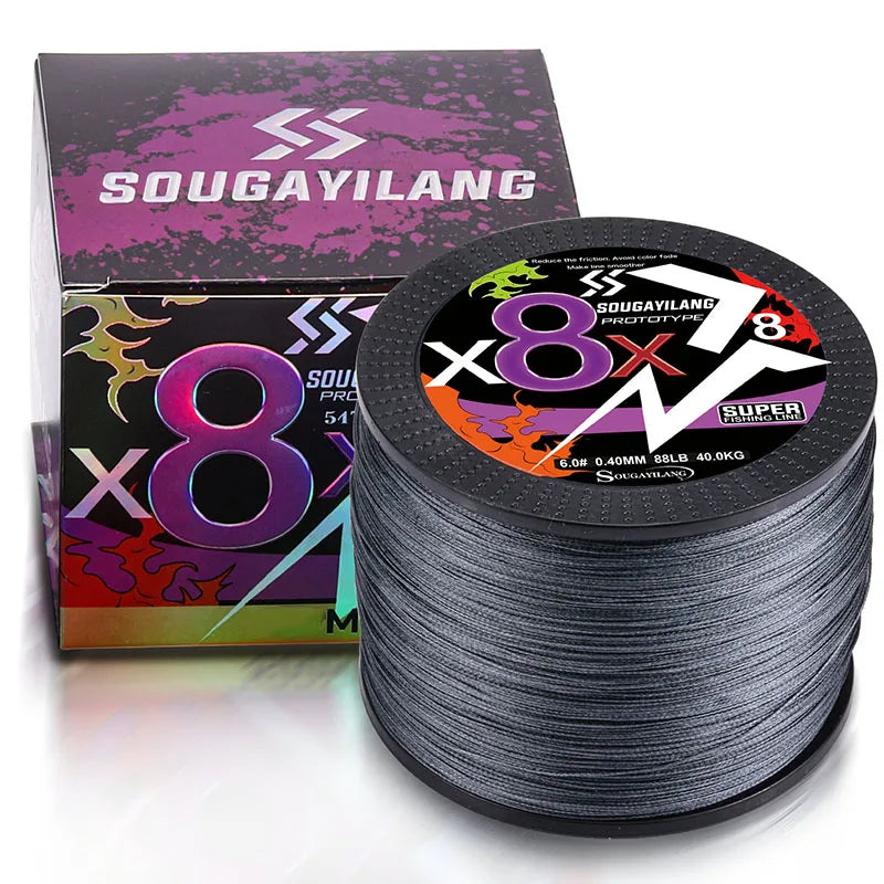 Sougayilang Línea Trenzada PE 8 Hilos 100m-500m 22-88LB Multifilamento
