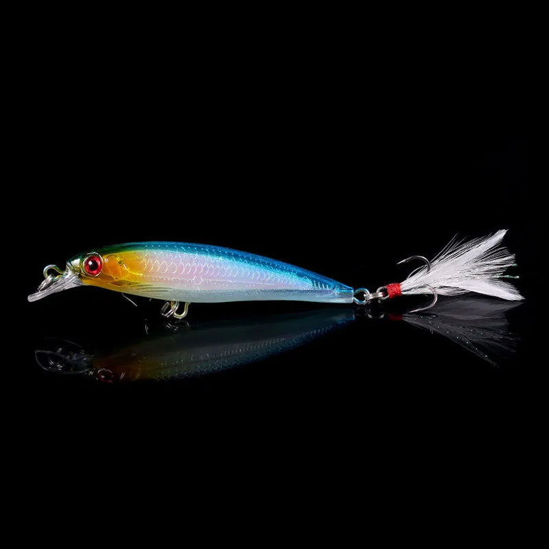 Kit 5/10 iscas minnow FFLYBG 9cm/8g olhos 3D