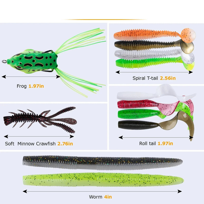 Kit Goture 450 peças com anzóis, iscas e caixa completa