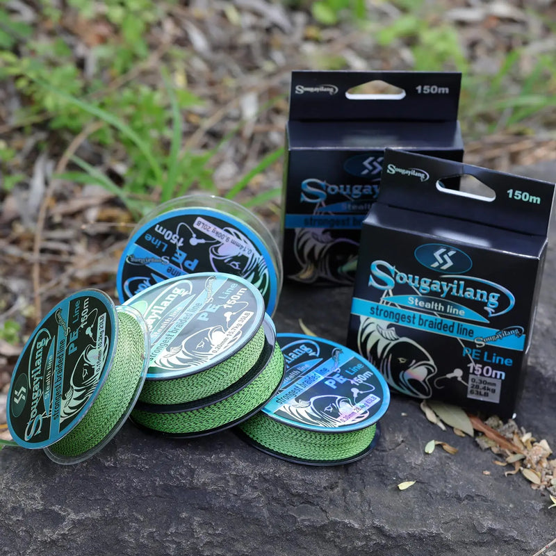 Sougayilang Línea Trenzada PE 4 Hilos 150m/350m 20-78LB Invisible