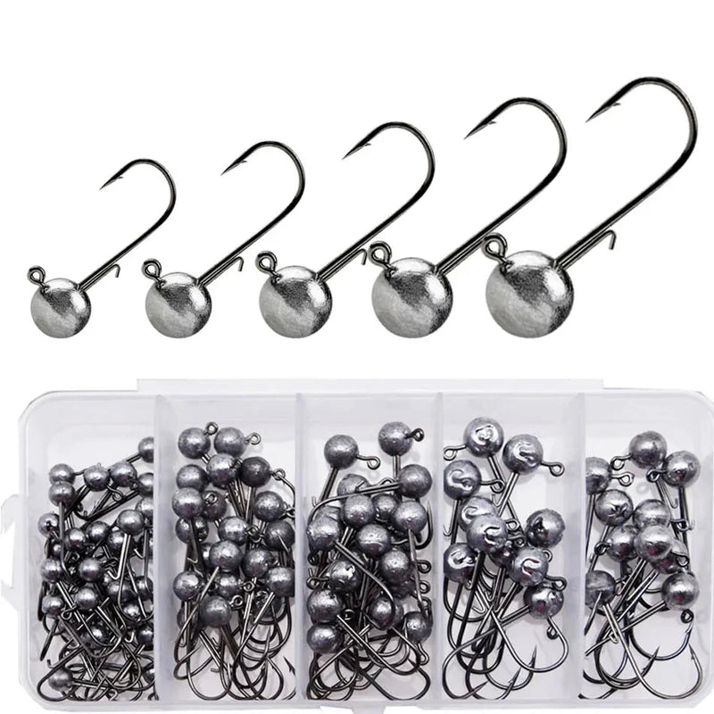 Kit MrLurion 100 anzóis Jig Head 1–3g aço carbono