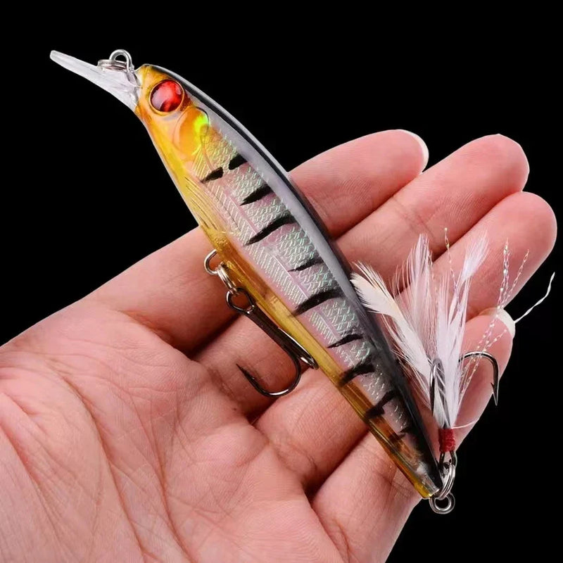 Kit 5 iscas duras Minnow Aorace com olhos 3D