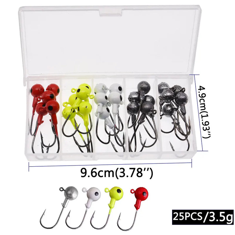 Anzóis Jig Head JYJ 1–3.5g cabeça colorida com caixa