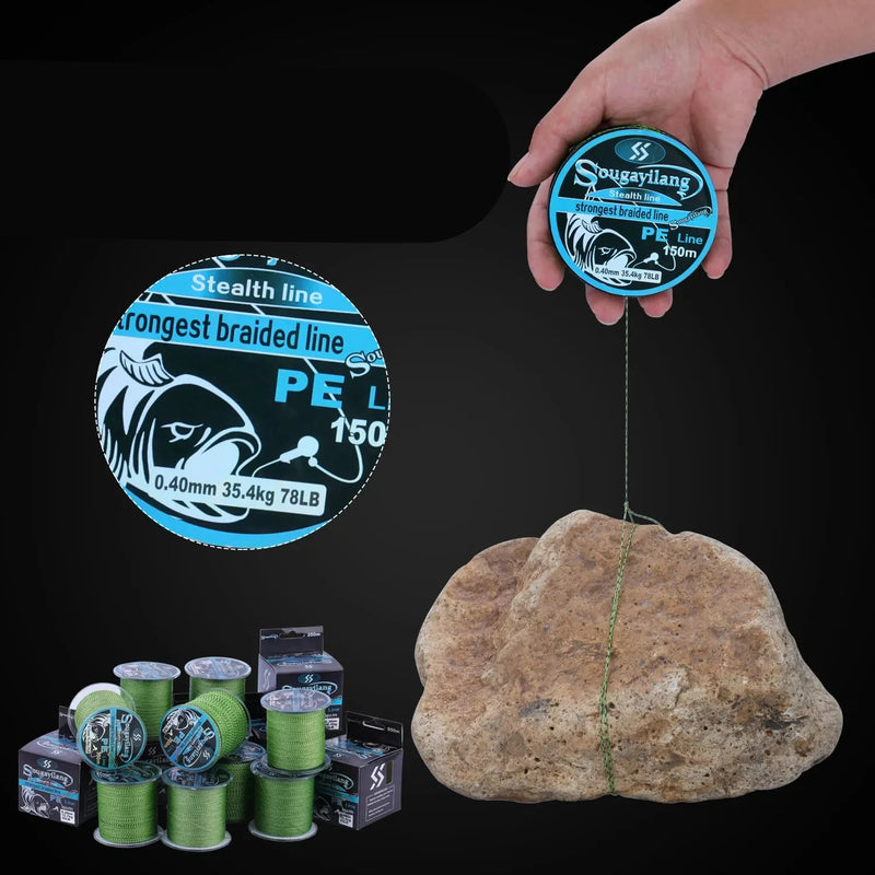 Sougayilang Línea Trenzada PE 4 Hilos 150m/350m 20-78LB Invisible