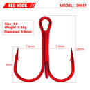 Anzóis triplos PROBEROS 20pçs farpados aço carbono colorido