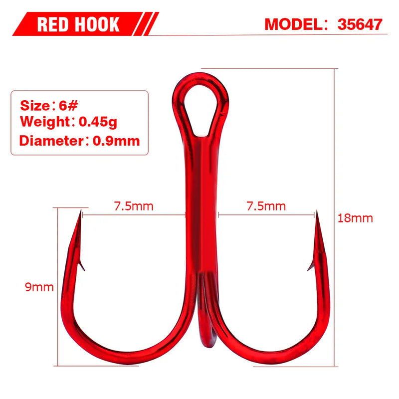 Anzóis triplos PROBEROS 20pçs farpados aço carbono colorido
