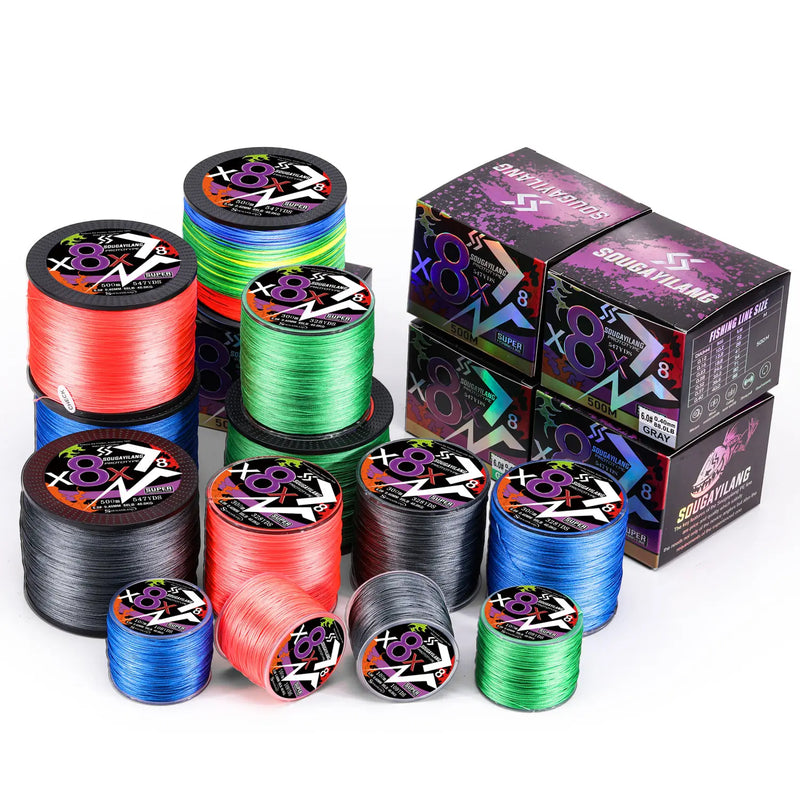 Sougayilang Línea Trenzada PE 8 Hilos 100m-500m 22-88LB Multifilamento