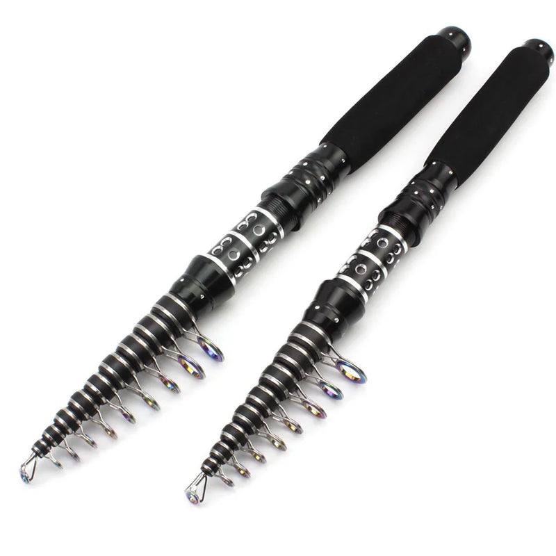 Vara telescópica 1.5–3.0m carbono leve p/ viagem