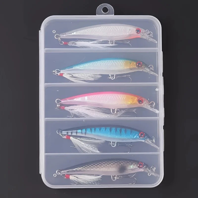 Isca biónica com pluma 9cm p/ pesca em rio e mar