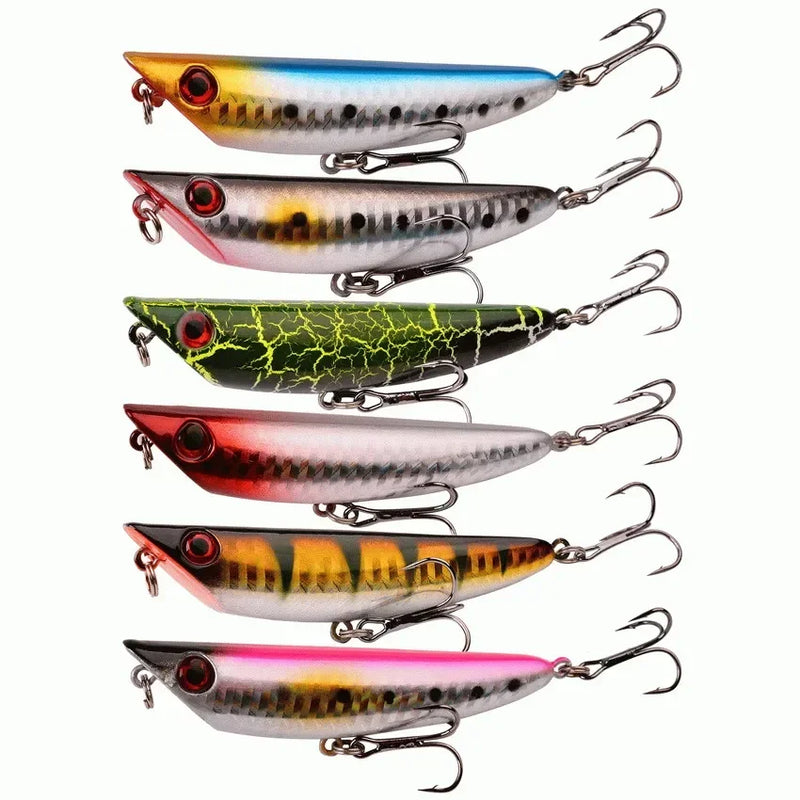 Kit iscas duras tipo minnow/crankbait com olhos 3D