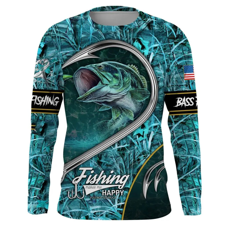 Camiseta 3D Manga Longa Pesca Streetwear Unissex