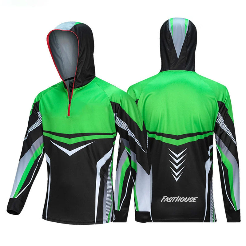Camisa de Pesca com Capuz UV Secagem Rápida Verão