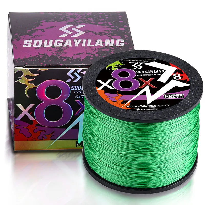 Sougayilang Línea Trenzada PE 8 Hilos 100m-500m 22-88LB Multifilamento