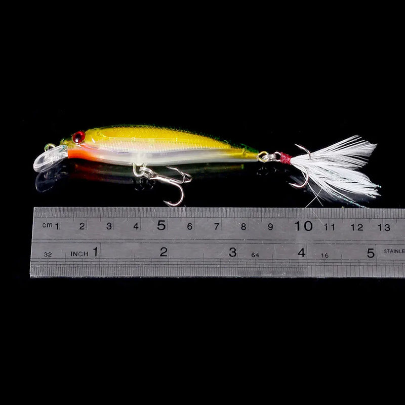 Kit 5/10 iscas minnow FFLYBG 9cm/8g olhos 3D