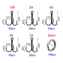 Kit 200 anzóis triplos aço carbono + anilhas p/ pesca