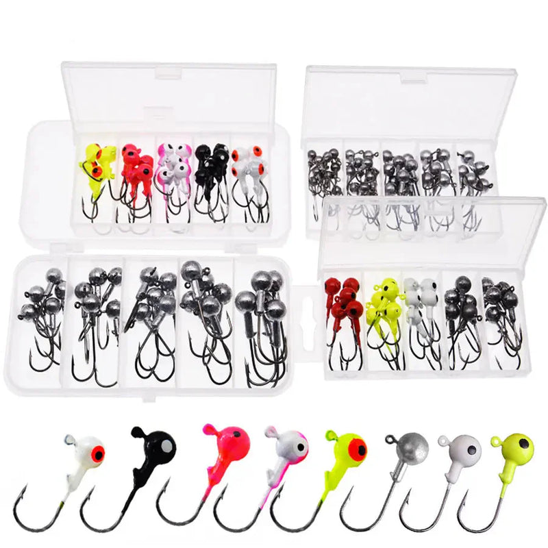 Anzóis Jig Head JYJ 1–3.5g cabeça colorida com caixa