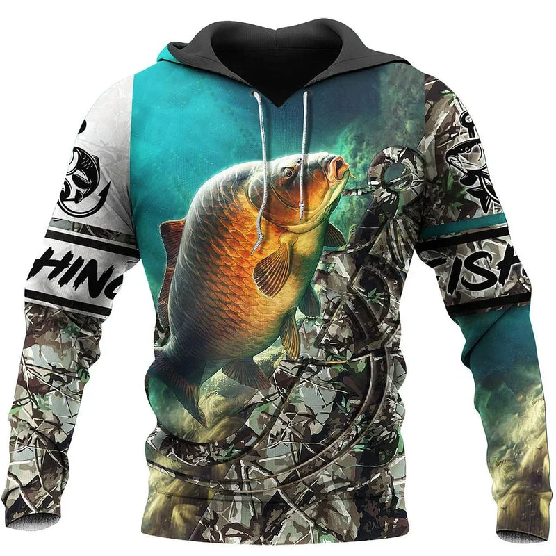 Moletom de Pesca Harajuku Unissex Casual Outono/Inverno