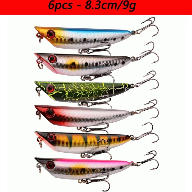 Kit iscas duras tipo minnow/crankbait com olhos 3D