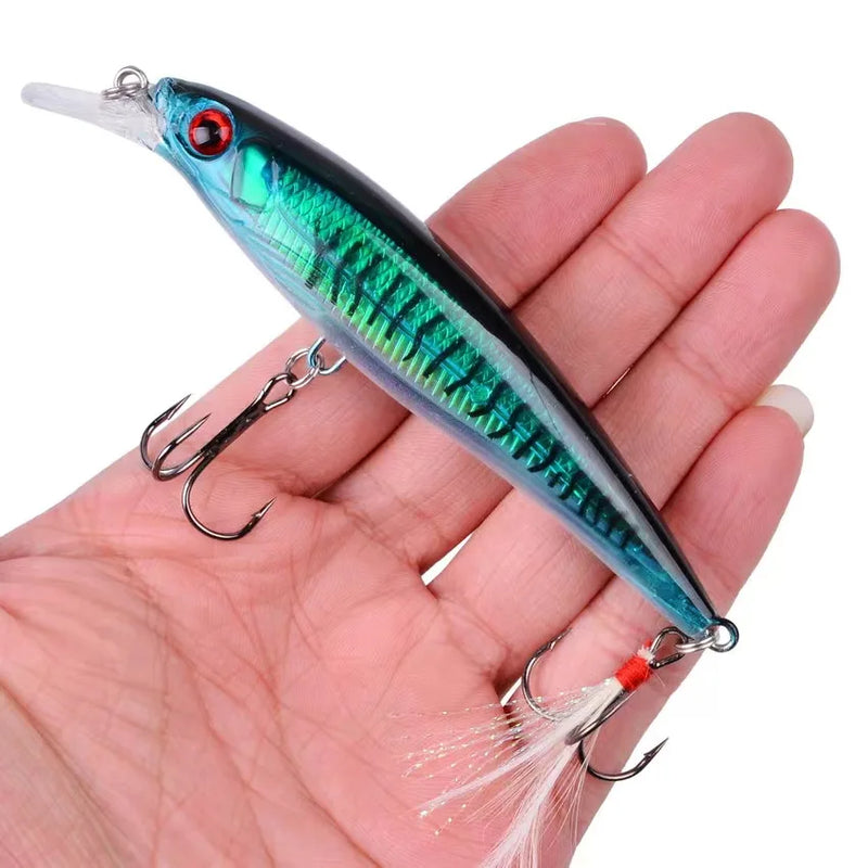 Kit 5 iscas duras Minnow Aorace com olhos 3D