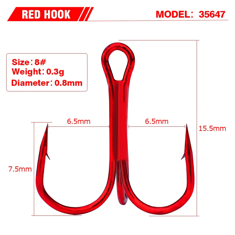 Anzóis triplos PROBEROS 20pçs farpados aço carbono colorido