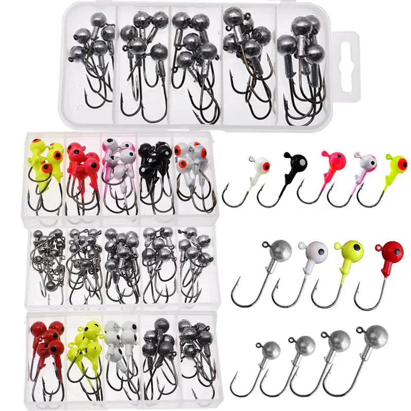 Anzóis Jig Head JYJ 1–3.5g cabeça colorida com caixa