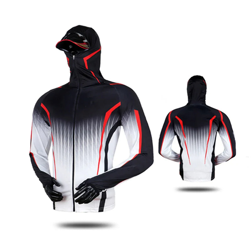 Camisa de Pesca com Capuz UV Secagem Rápida Verão