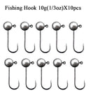 Ganchos Jig Head 10pçs 1–10g aço carbono cabeça redonda