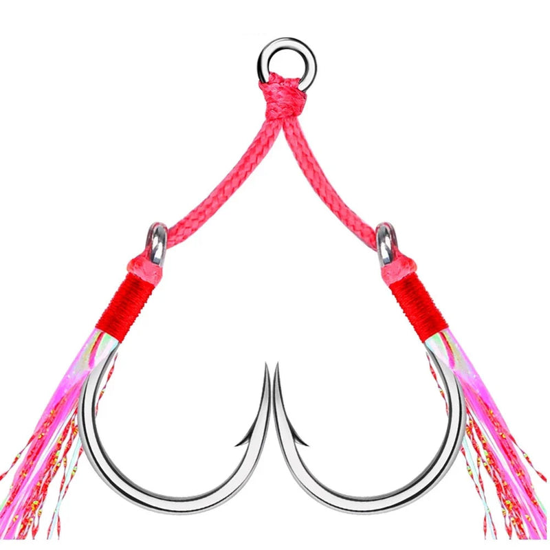 Ganchos duplos com plumas rosa 5 pares aço alto carbono