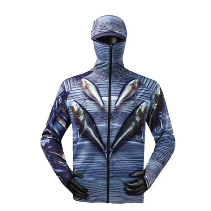 Camisa de Pesca com Capuz Anti-UV Respirável Leve