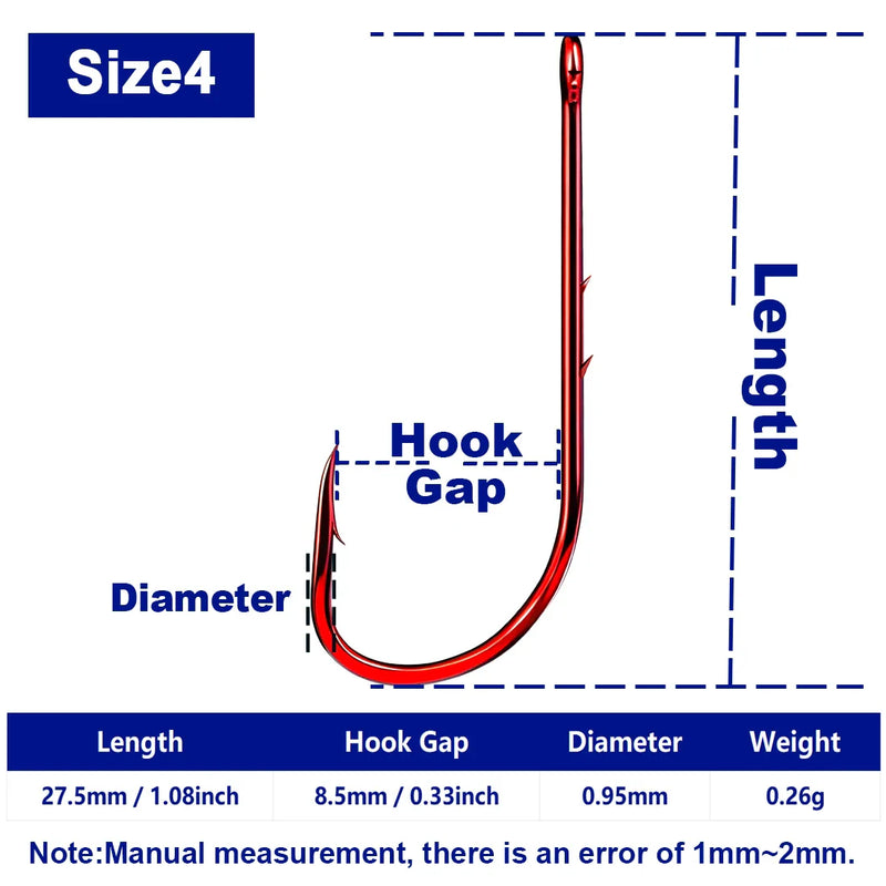 Anzóis FishTrip Baitholder vermelhos haste longa 25–100pçs