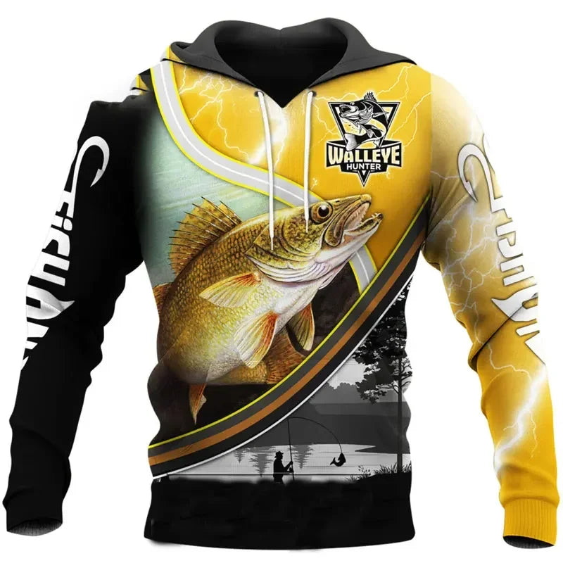 Moletom de Pesca Harajuku Unissex Casual Outono/Inverno