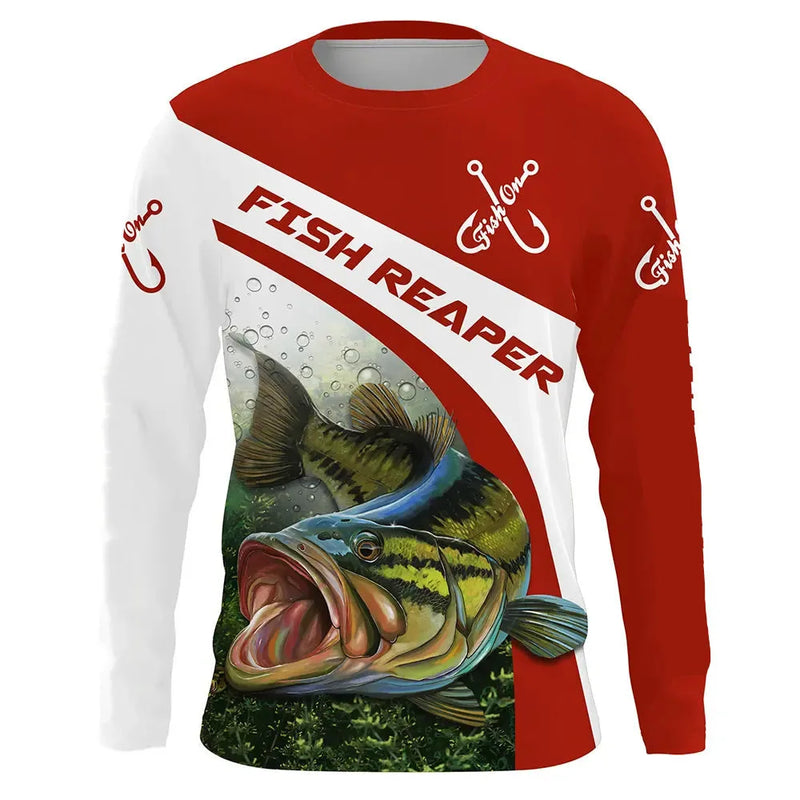 Camiseta 3D Manga Longa Pesca Streetwear Unissex