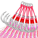Ganchos duplos com plumas rosa 5 pares aço alto carbono
