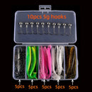 Kit 25 iscas macias silicone + anzóis e jigs variados