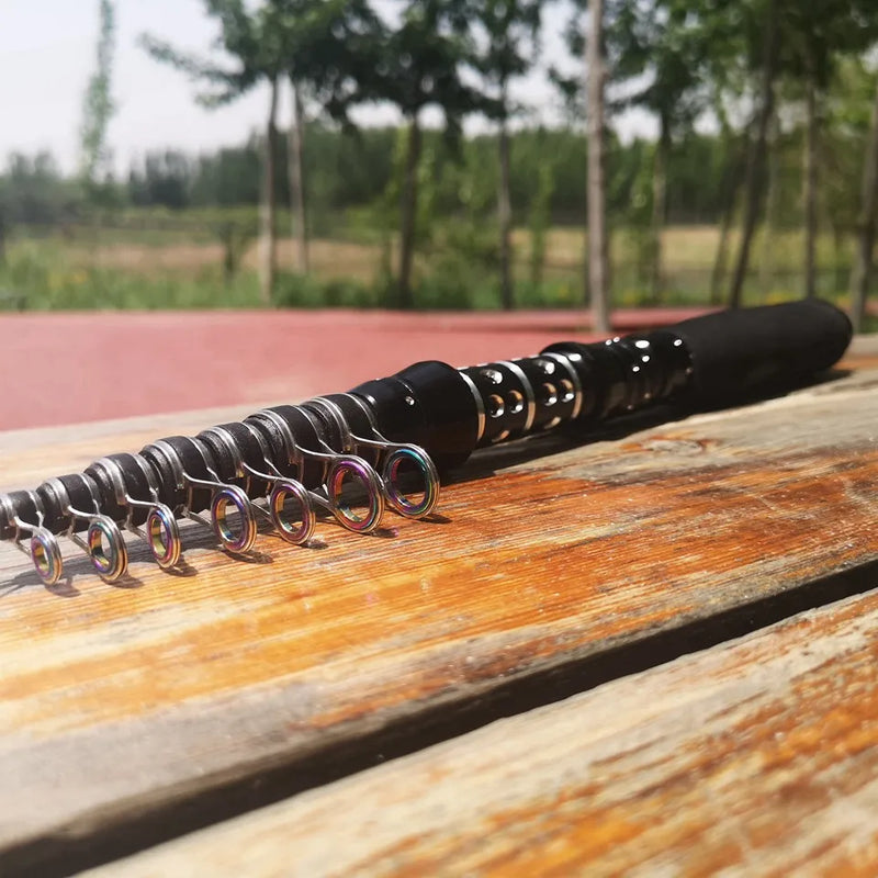 Vara telescópica 1.5–3.0m carbono leve p/ viagem