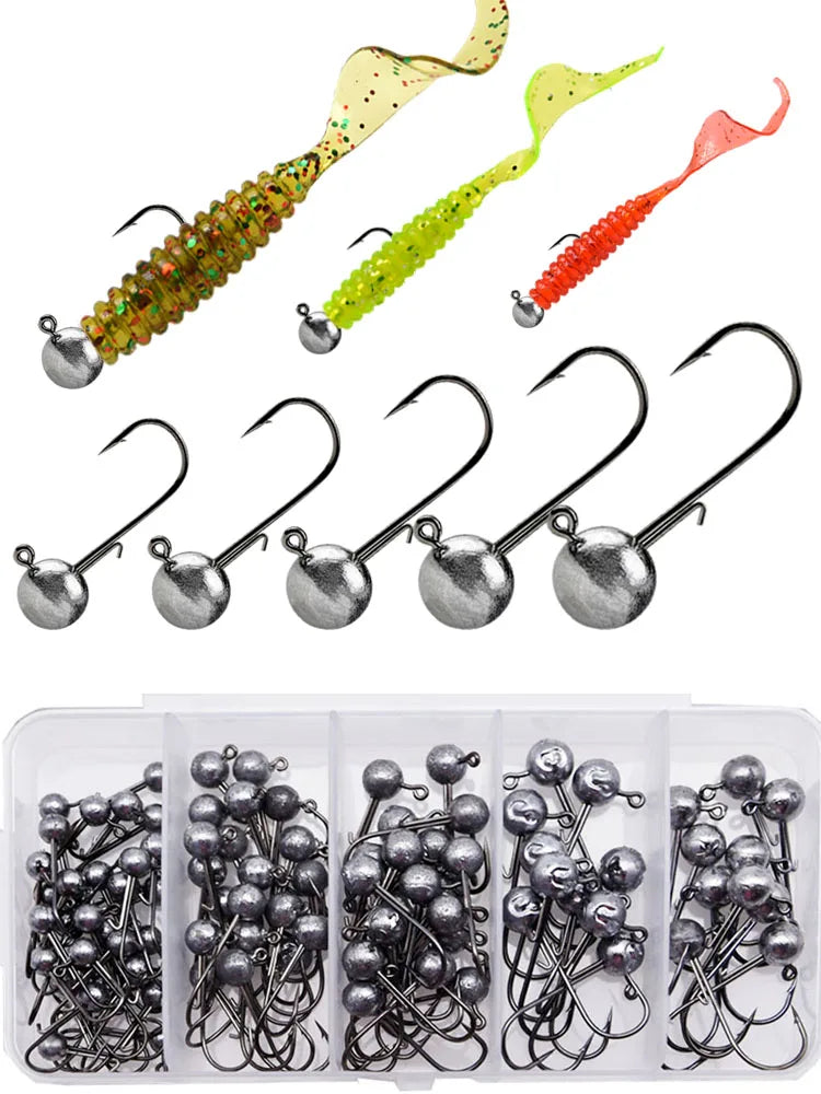 Kit MrLurion 100 anzóis Jig Head 1–3g aço carbono