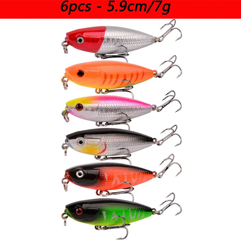 Kit iscas duras tipo minnow/crankbait com olhos 3D