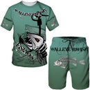 Conjunto Pesca 3D Camuflado Verão Camiseta + Short