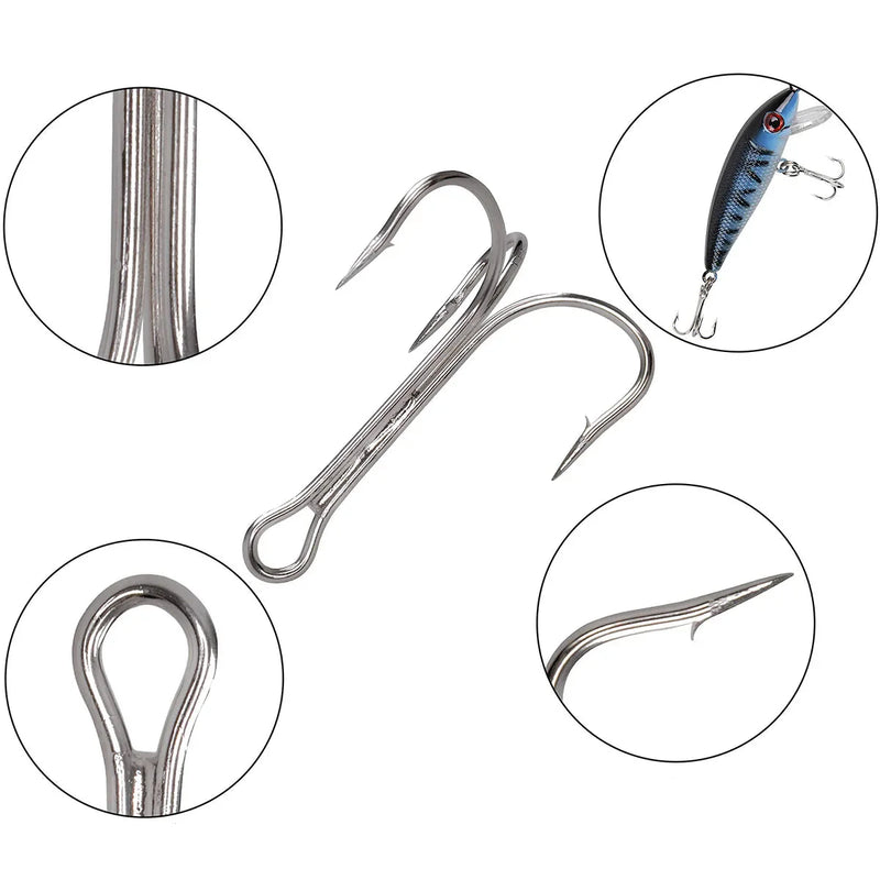 Kit 200 anzóis triplos aço carbono + anilhas p/ pesca